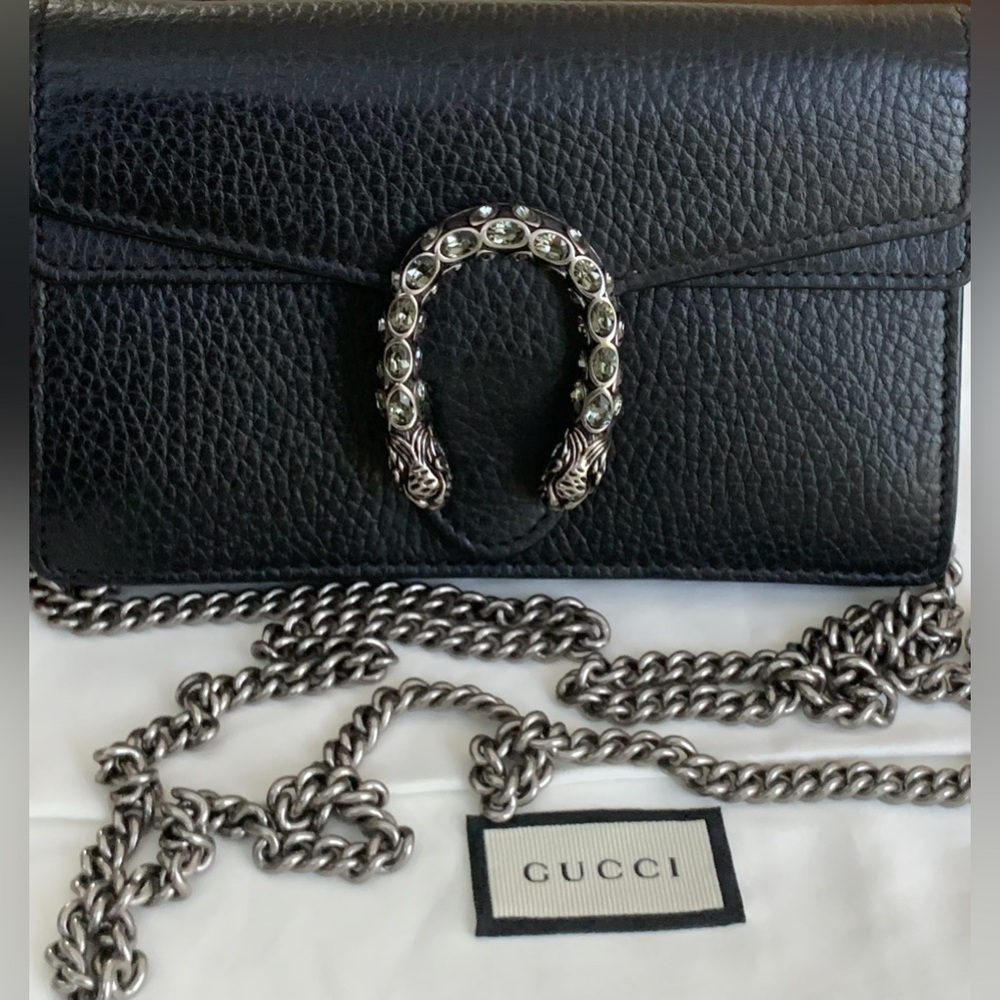 Gucci Dionysus Super Mini Black Leather Shoulder Bag